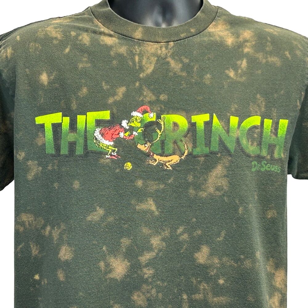 Vintage Y2Ks Dr Seuss The Grinch Christmas T Shirt Mens M Medium Holiday Green